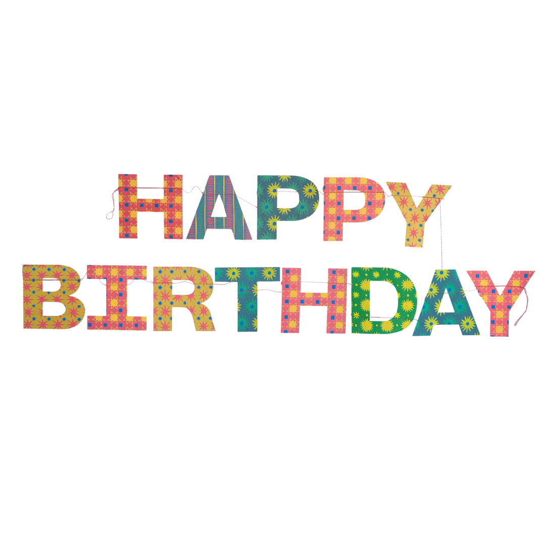 Bright Happy Birthday Sewn Garland