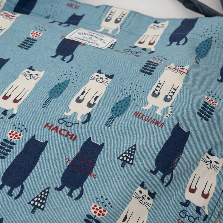 Three Cats Embroidered Canvas Tote Bag