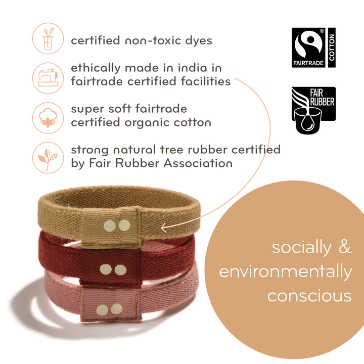 Plastic-free Flat Hair Ties - Earth Tints