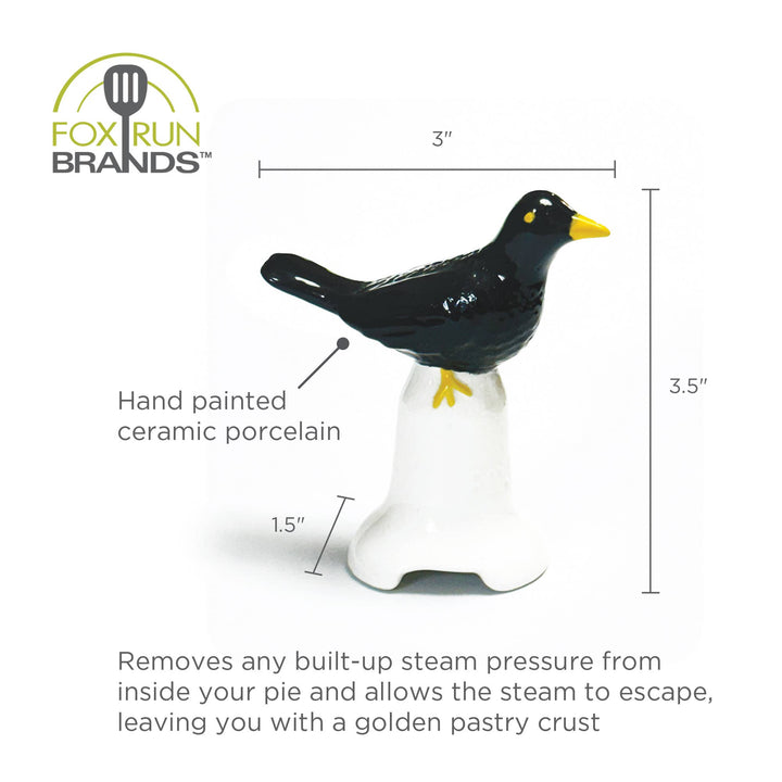 Fox Run Blackbird Pie Vent, Pie Bird For Baking, 3” x 3.25”