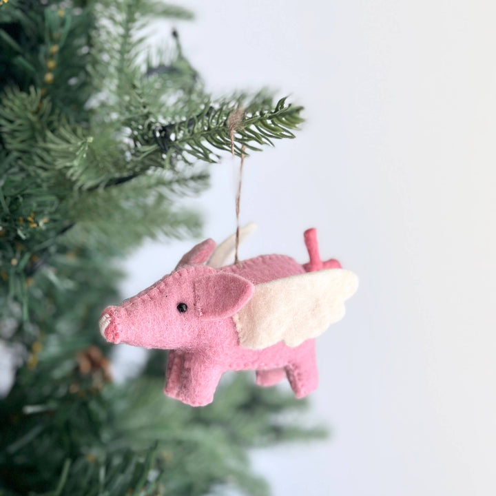 Flying Piglet Felt Ornament