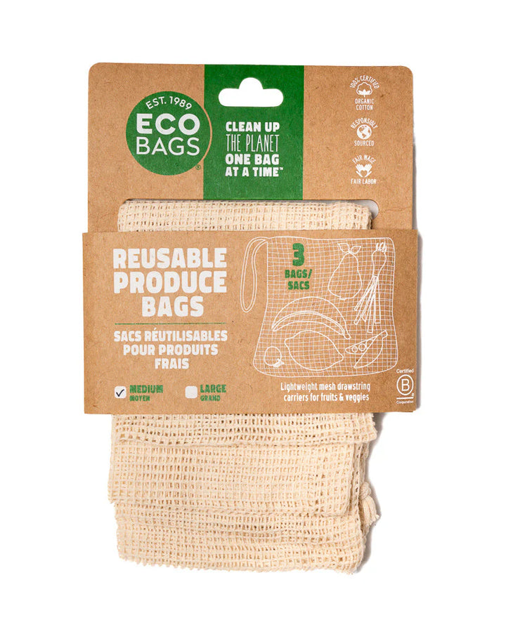 Organic Mesh Drawstring Bag Set of 3 - Medium