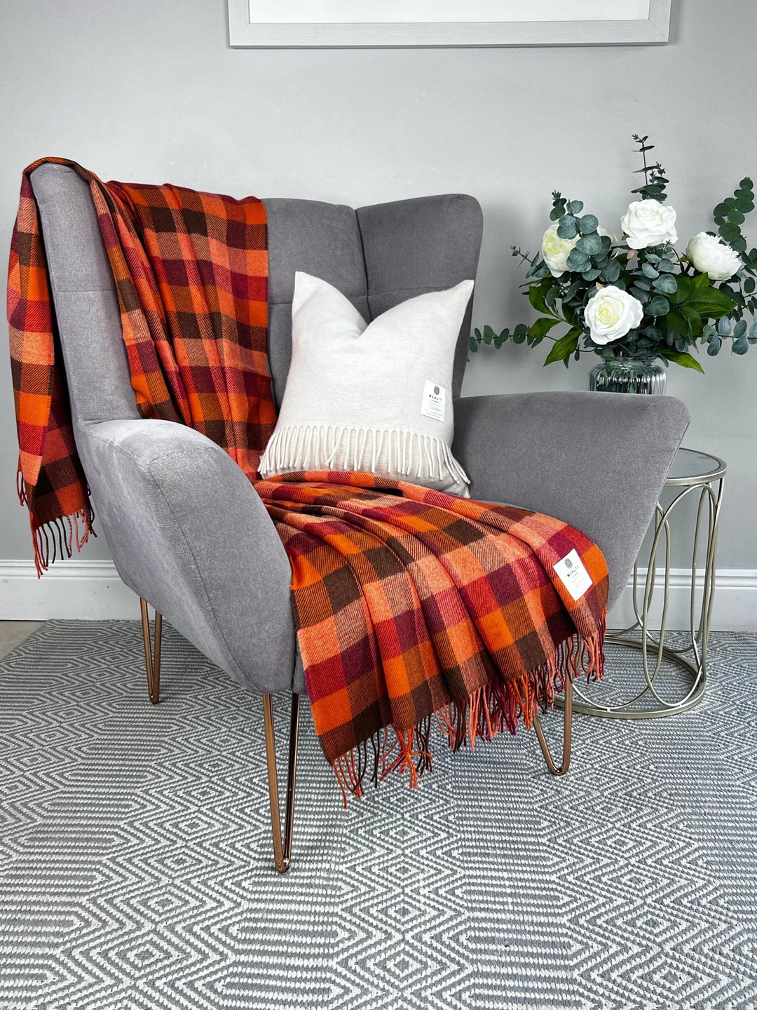 Merino Lamb Wool Throw - Fall Plaid Throw