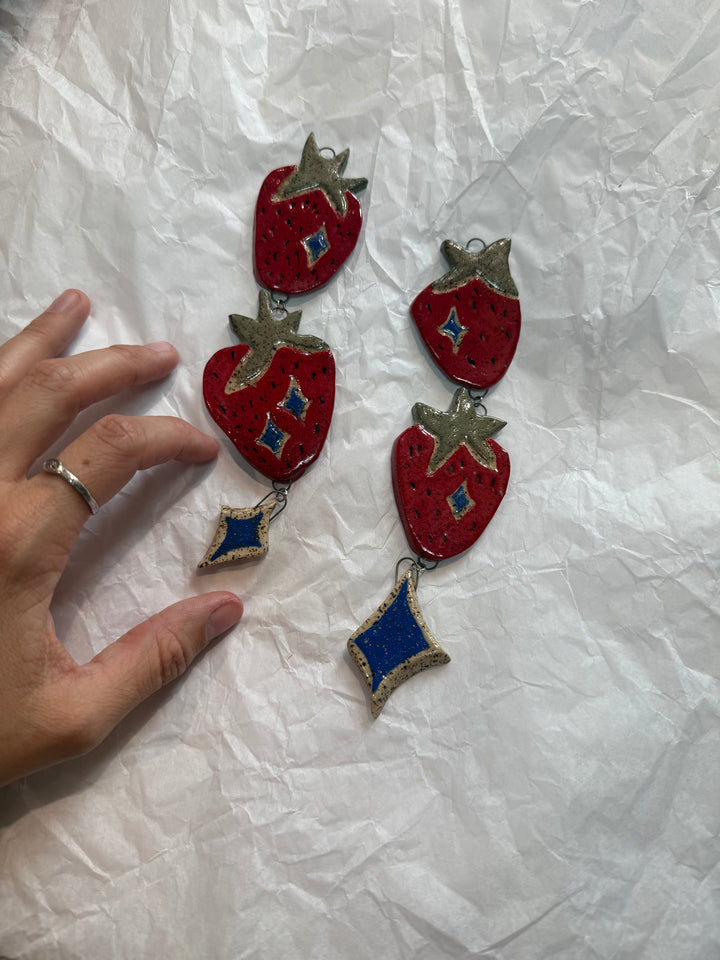 Handmade Ceramic Strawberry Hanging Decor