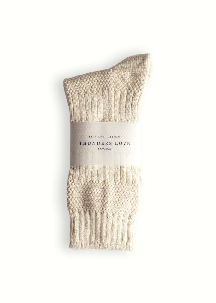 Premium Canalé Raw White Socks