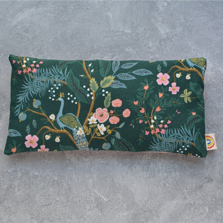 Weighted Eye Pillow in Peacock Garden Deep Teal Cotton