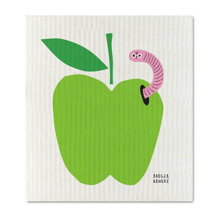 Apple + Worm Swedish Dish Cloth