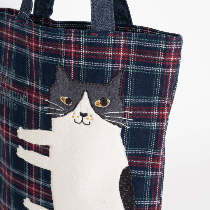 Cat Embroidered Small Tote Bag