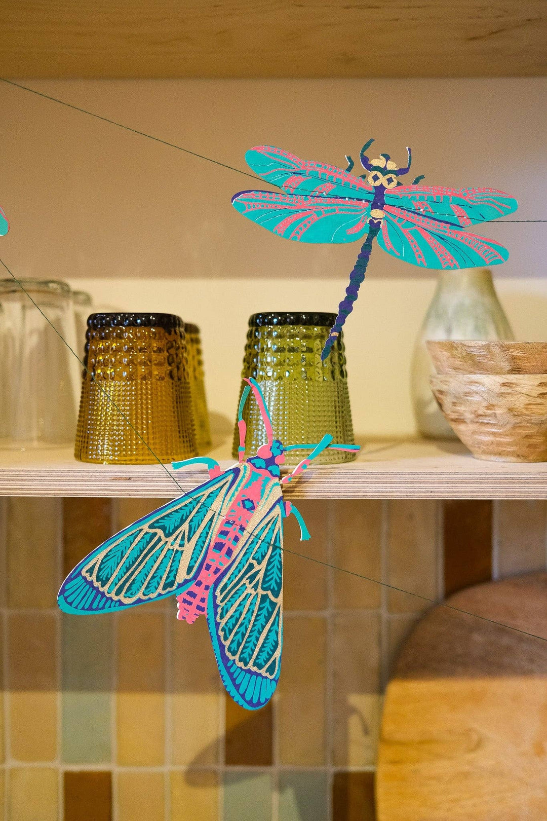 Insect Sewn Paper Garland