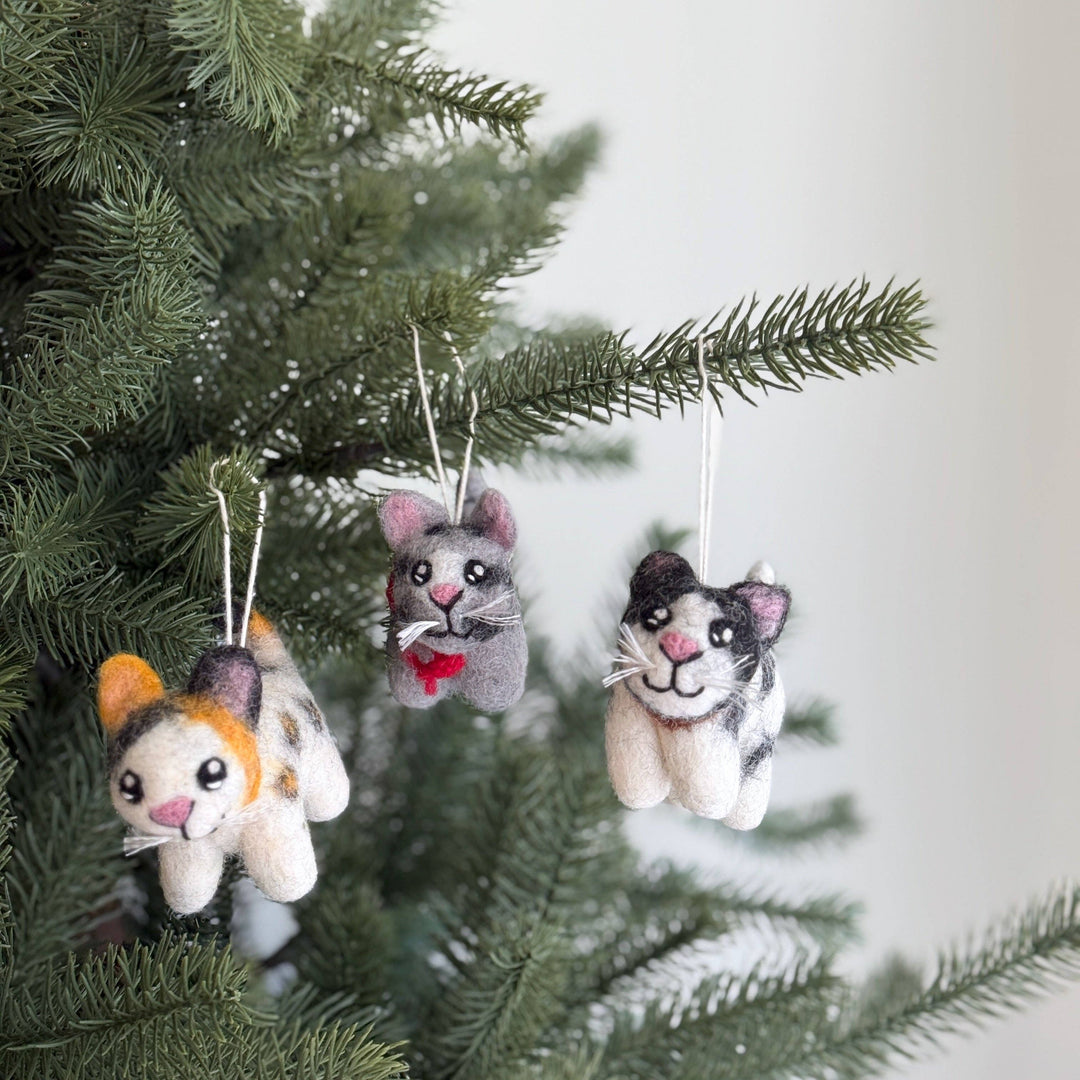 Cat Felt Ornament – Calico, Gray Tabby & Tuxedo