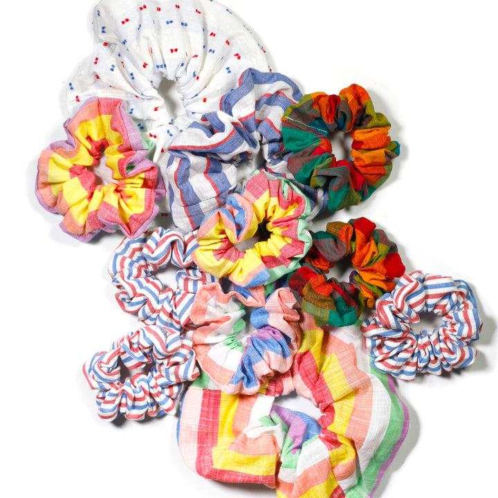 Zero-Waste Scrunchie: Fruit Punch Colorful Buffalo Check Hair Accessory