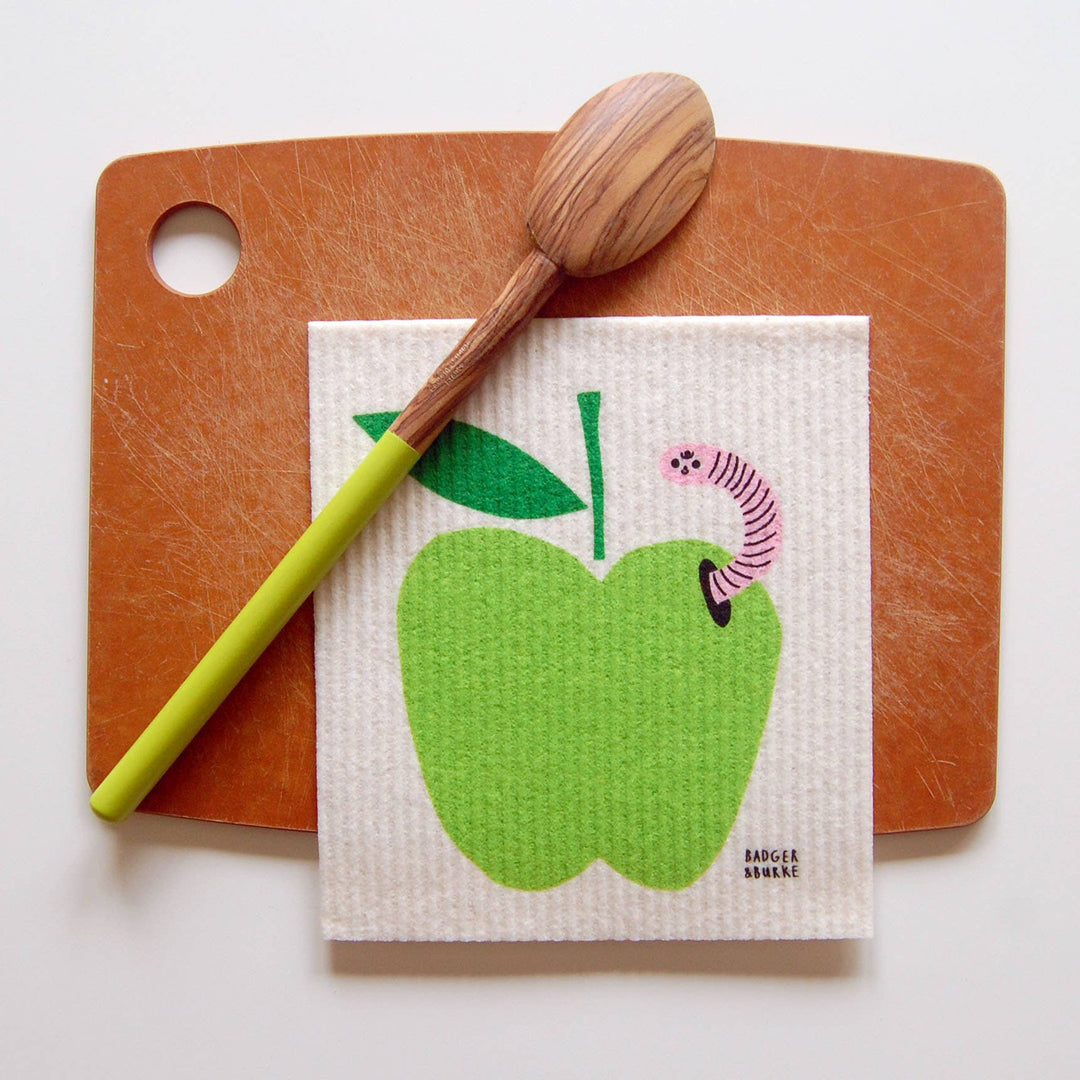 Apple + Worm Swedish Dish Cloth