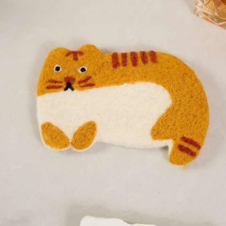 Handmade Felt Coaster Scaredy Cats