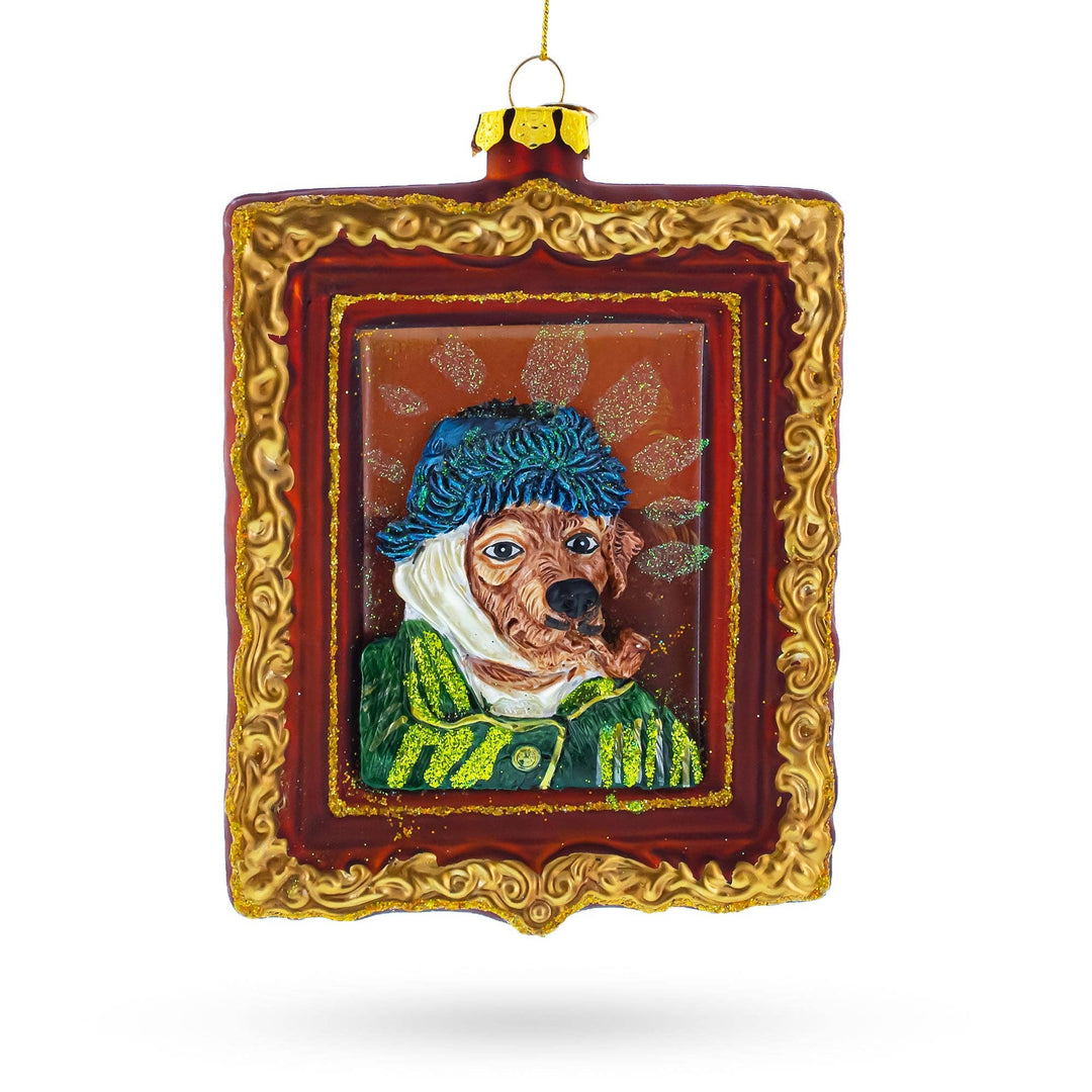 Van Gogh Inspired Dog Portrait Glass Ornament