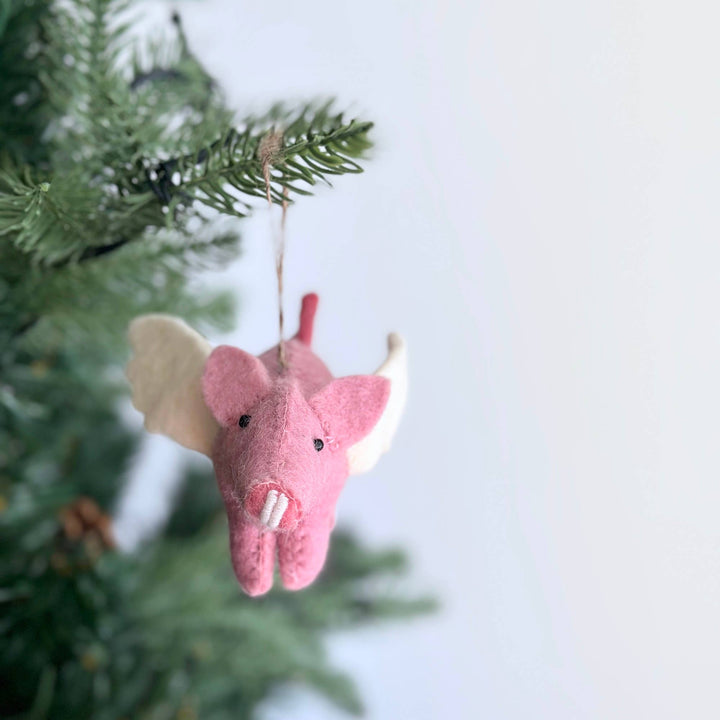 Flying Piglet Felt Ornament