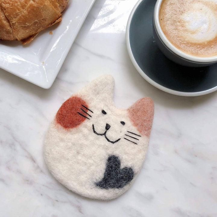 Felt Calico Cat Coasters - Set of 4