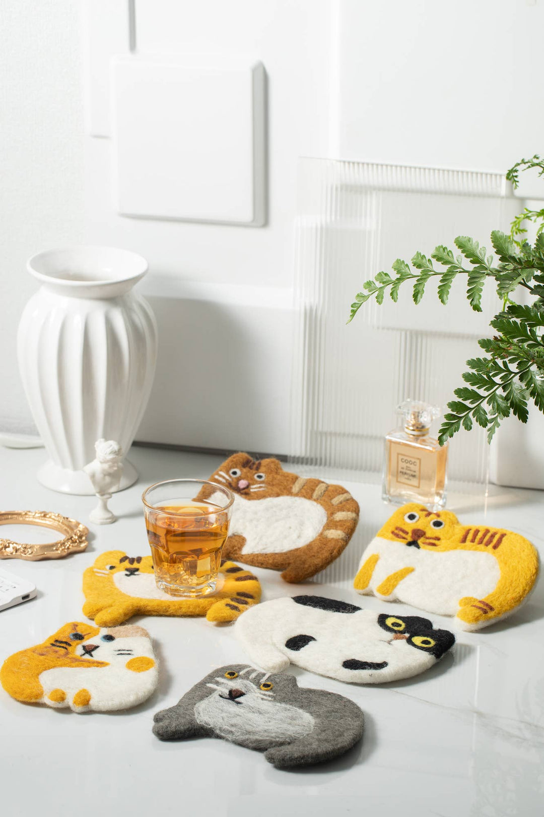 Handmade Felt Coaster Scaredy Cats