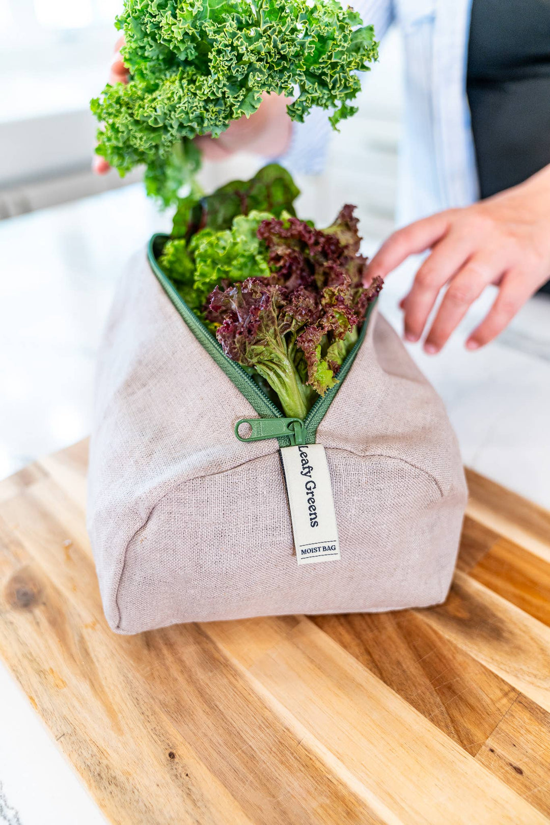 The Leafy Greens Bag – Reusable Linen Produce Bag