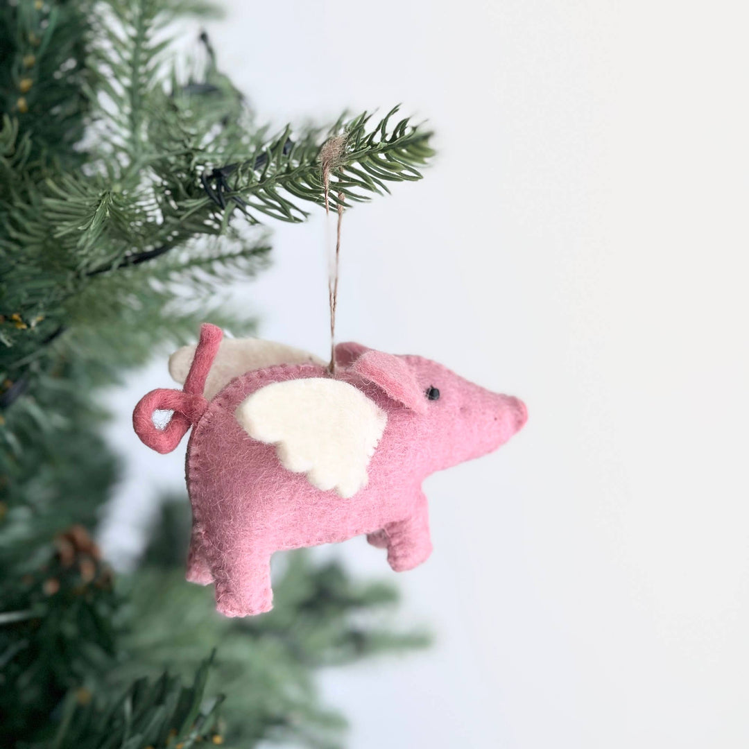 Flying Piglet Felt Ornament