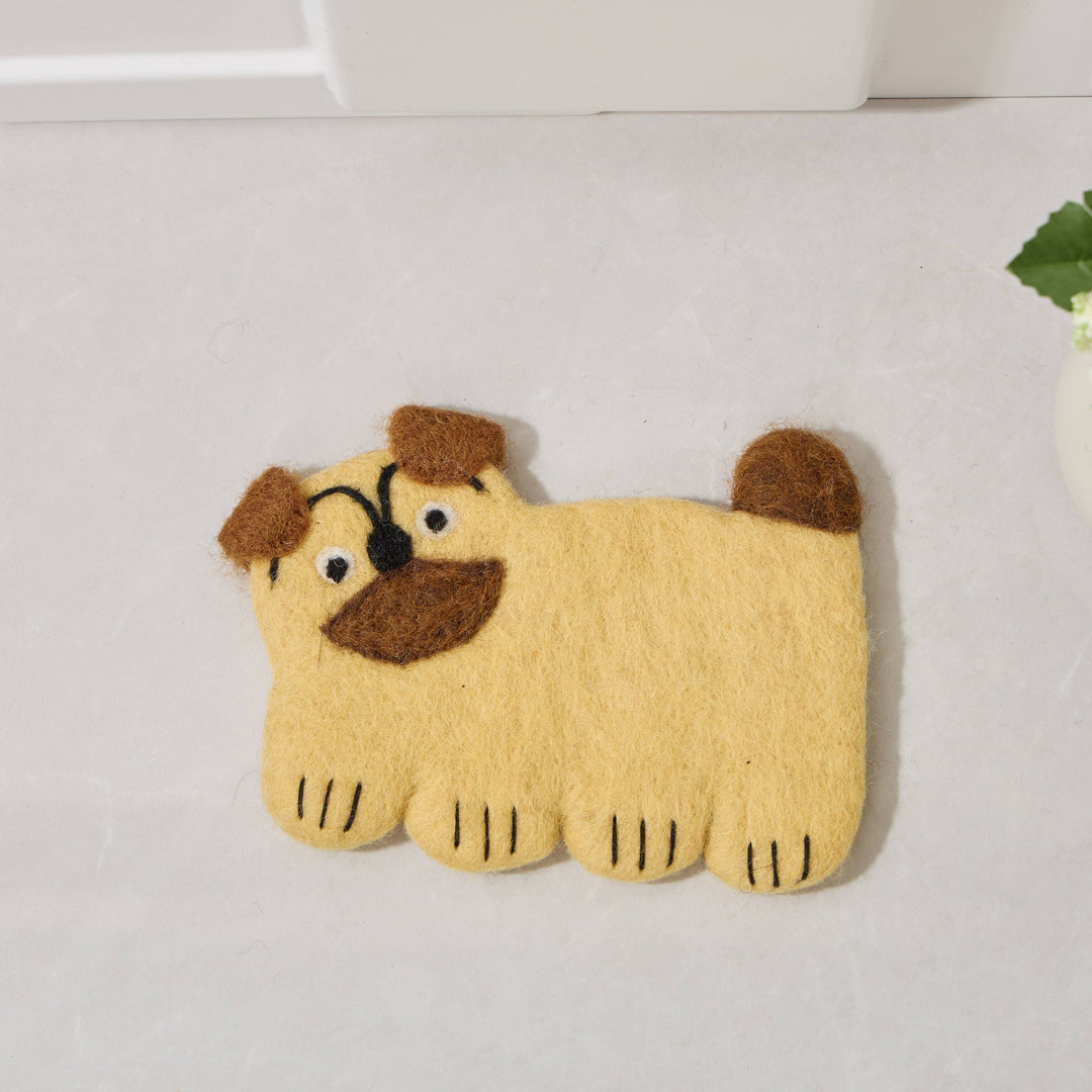 Handmade Felt Coaster - Silly Doggie