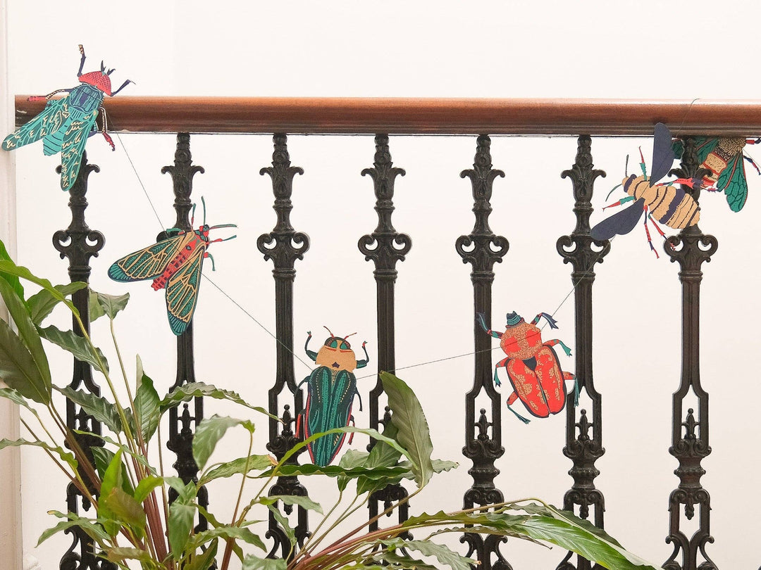 Insect Sewn Paper Garland