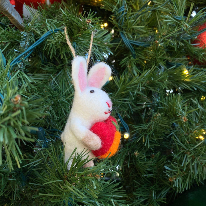 Felt Bunny Holding A Heart Ornament