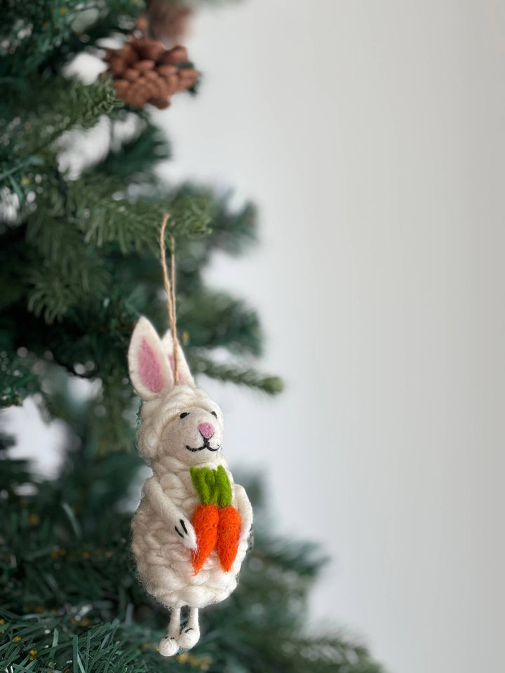 Bunny Sheep with Carrots Felt Ornament