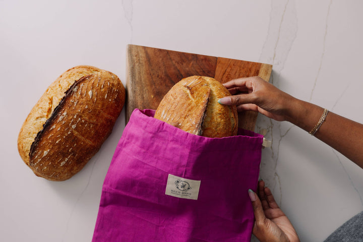 Bee's Wrap Artisan Bread Bag - Magenta, Meadow Magic lined