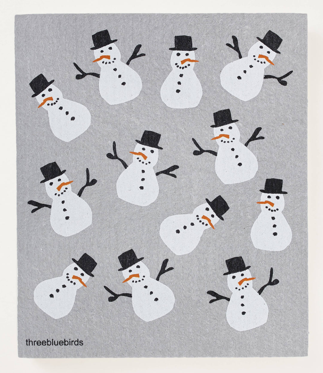 Frosty Friends on Grey Swedish Dishcloth