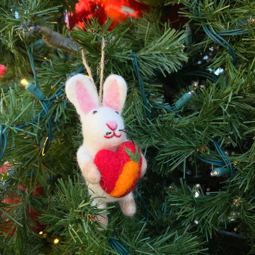 Felt Bunny Holding A Heart Ornament