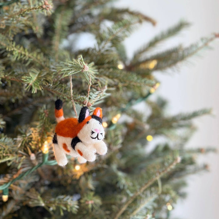 Flying Calico Cat Felt Ornament
