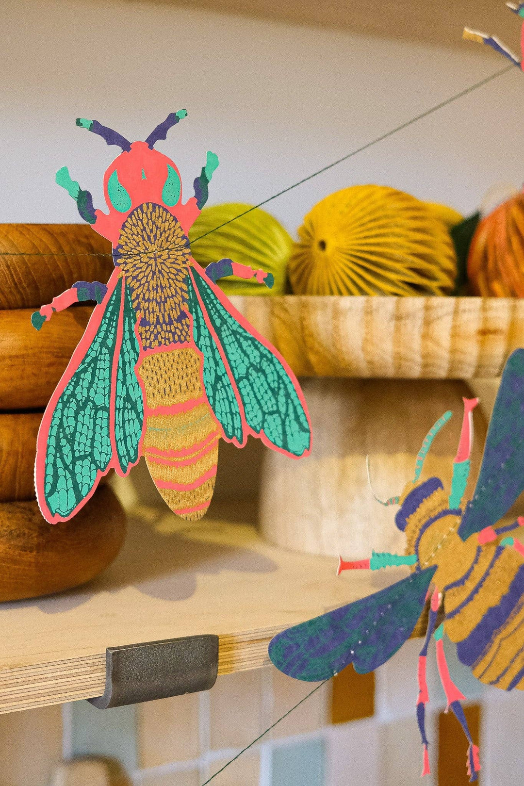 Insect Sewn Paper Garland