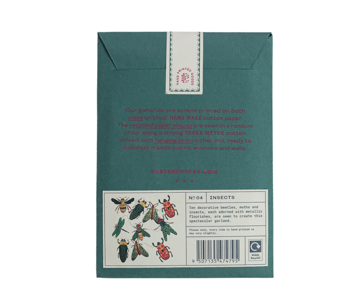 Insect Sewn Paper Garland