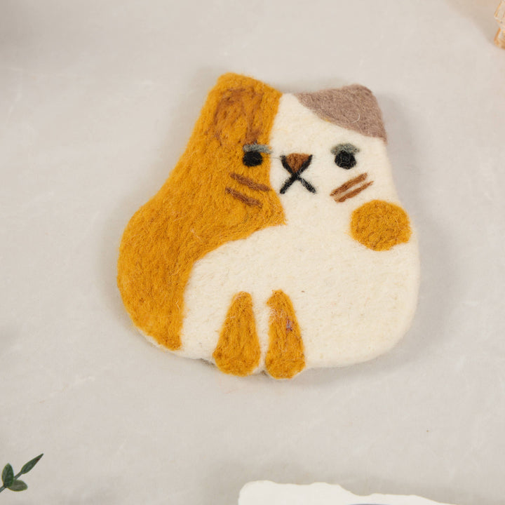 Handmade Felt Coaster Scaredy Cats