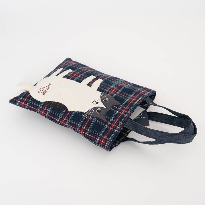 Cat Embroidered Small Tote Bag