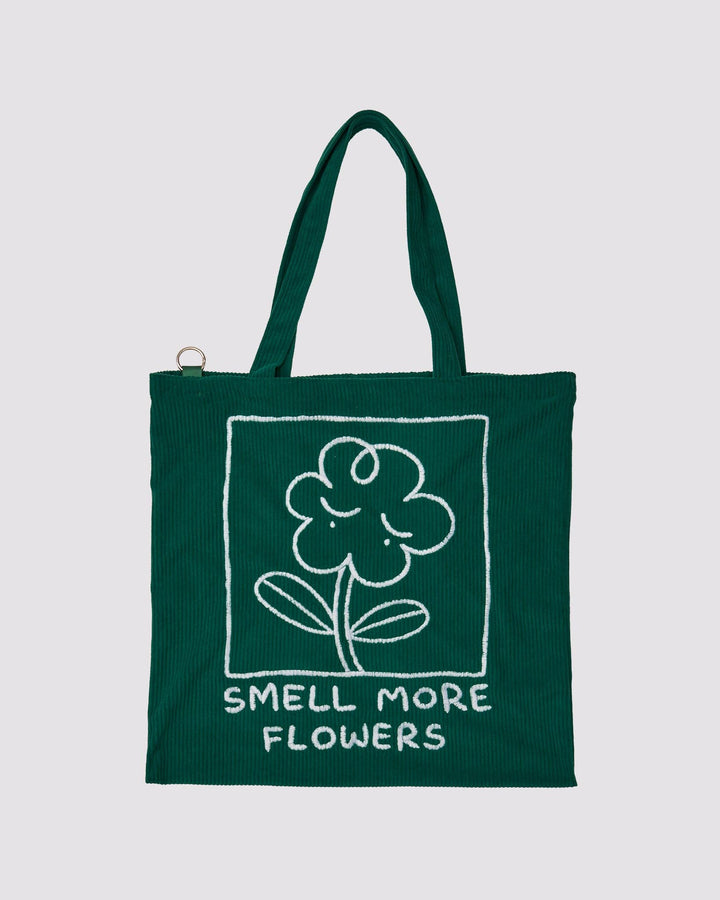 Smell More Flower Corduroy Tote Bag