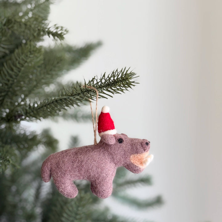 Moodeng the Hippo Felt Ornament