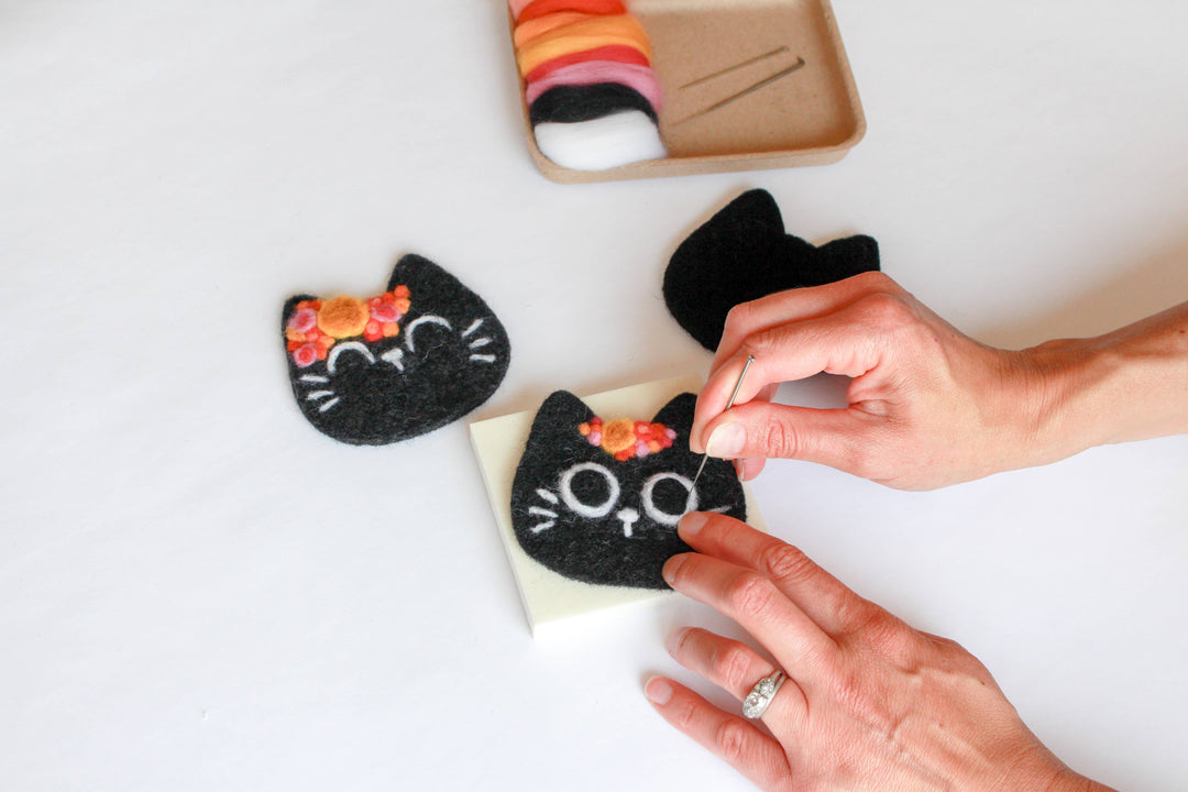 Mini Black Cats Felting Craft Kit 